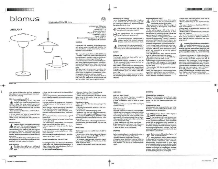 Outlet Blomus ANI Lamp 3in1 Rechargeable LED