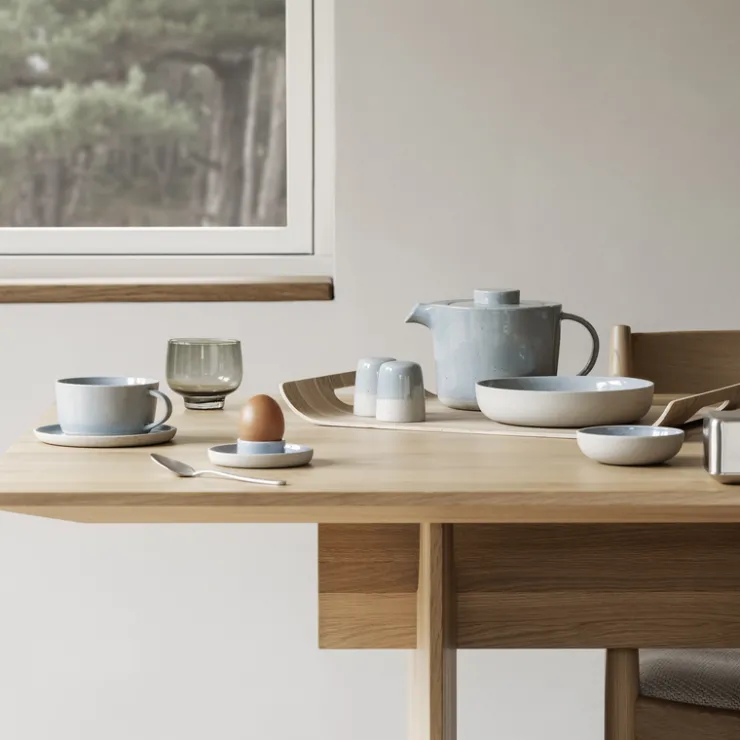 Sale Blomus Ceramic Stoneware Tea Cups and Saucers - Set of 2 - SABLO