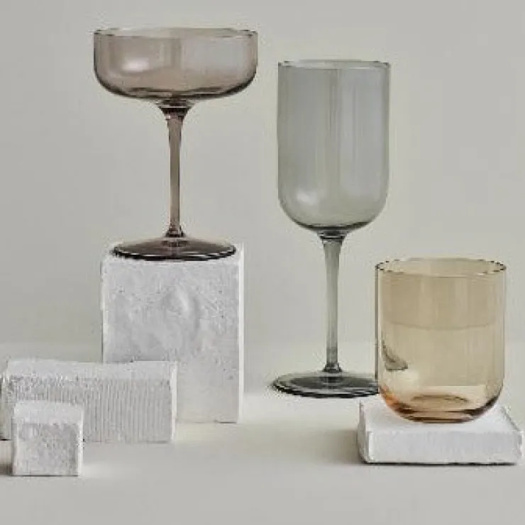 New Blomus FUUM Champagne Saucer Glasses - 10 Ounce - Set of 4 Smoke - Champagne Saucer - FUUM