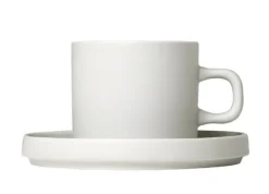 Hot Blomus PILAR Coffee Cups with Saucers, 7 oz, Set of 2