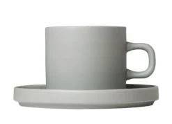 Hot Blomus PILAR Coffee Cups with Saucers, 7 oz, Set of 2