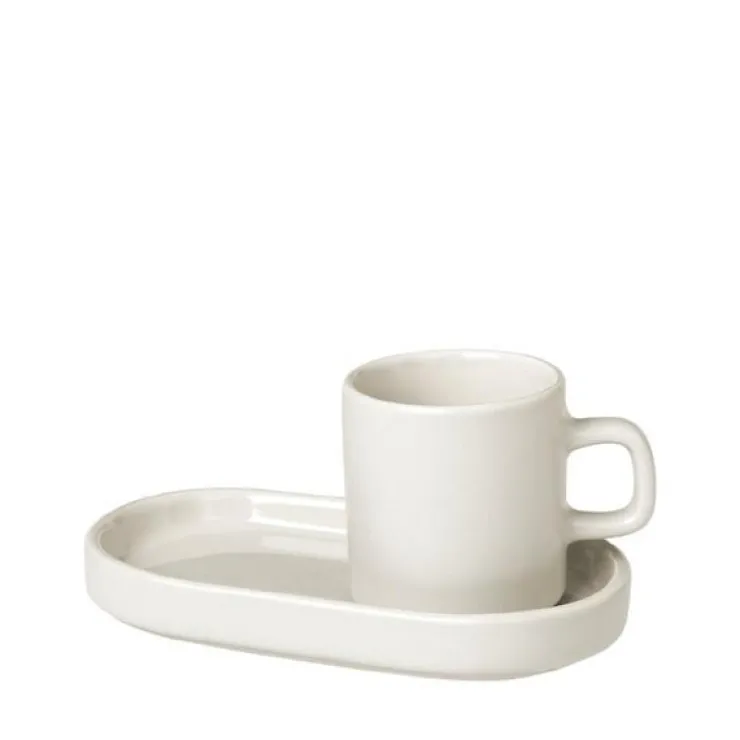 Hot Blomus PILAR Espresso Cups with Trays, Set of 2