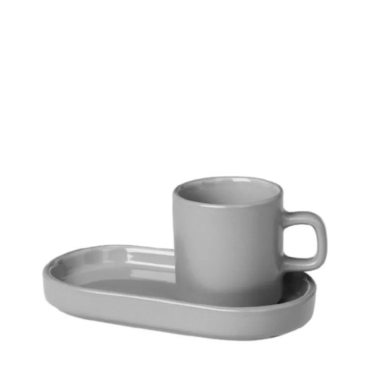 Hot Blomus PILAR Espresso Cups with Trays, Set of 2