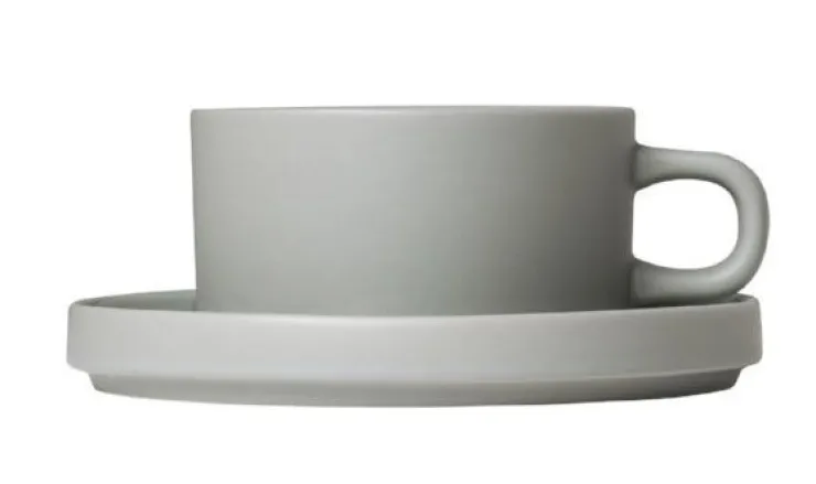 Fashion Blomus PILAR Tea Cups with Saucers, 6 oz, Set of 2