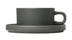 Fashion Blomus PILAR Tea Cups with Saucers, 6 oz, Set of 2