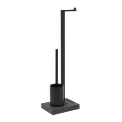 Best Blomus Toilet Butler With Short Brush Holder - 1 Roll - Black