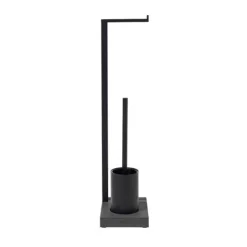Best Blomus Toilet Butler With Short Brush Holder - 1 Roll - Black